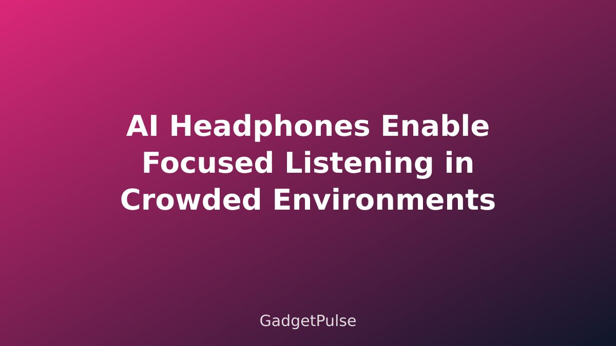 AI Headphones Enable Focused Listening in Crowded Environments